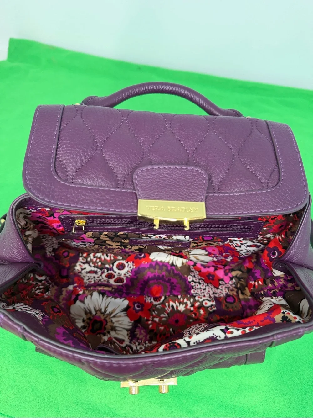 Vera Bradley Quilted Top-Handle Satchel in Deep Plum
